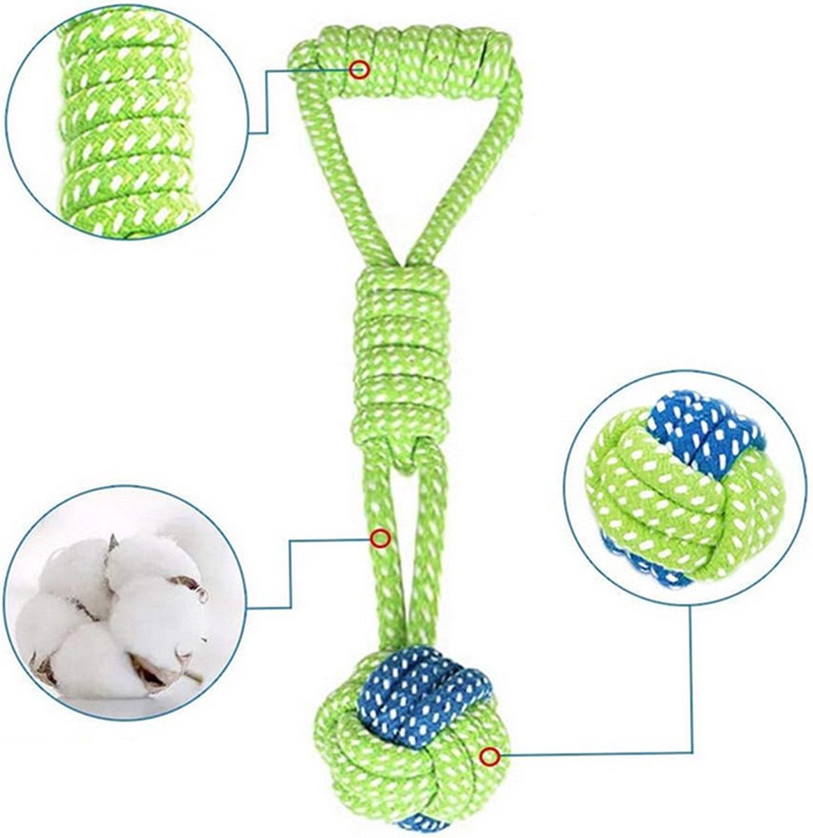 Hondenspeeltje met touw en bal - voor honden van alle leeftijden