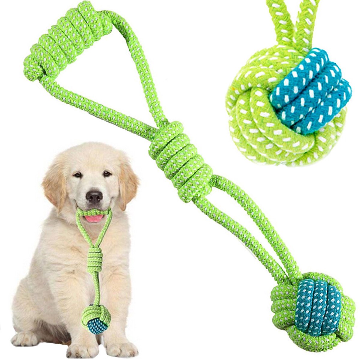 Hondenspeeltje met touw en bal - voor honden van alle leeftijden
