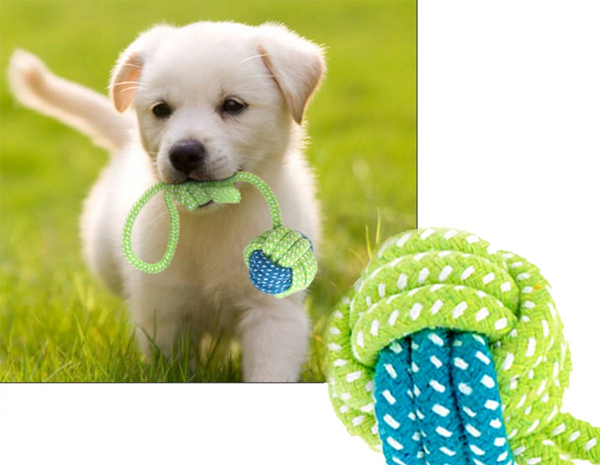 Hondenspeeltje met touw en bal - voor honden van alle leeftijden