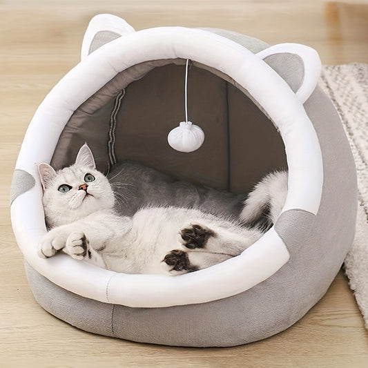 Gezellige Cartoon Kattenhol Bed - Schattig Kattenoor Ontwerp