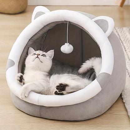 Gezellige Cartoon Kattenhol Bed - Schattig Kattenoor Ontwerp