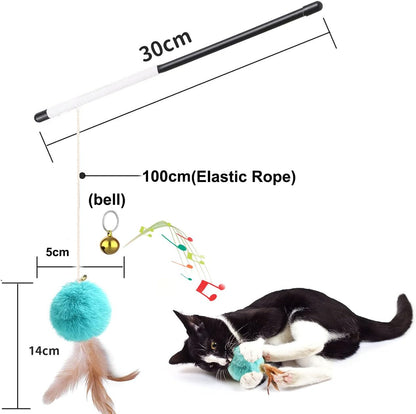 Kattenverenspeelgoed - kattenteaser toverstaf en kat regenboogstaf.