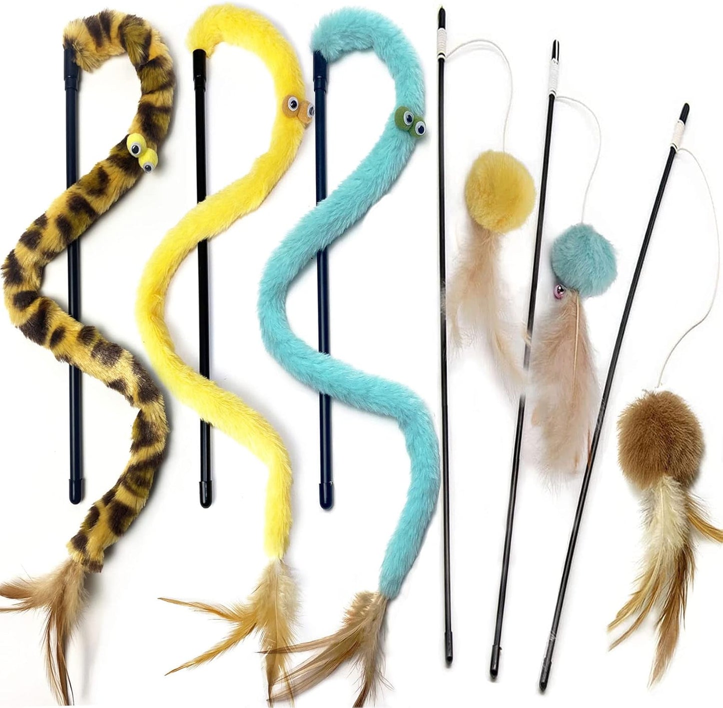 Kattenverenspeelgoed - kattenteaser toverstaf en kat regenboogstaf.