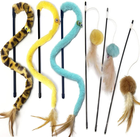 Kattenverenspeelgoed - kattenteaser toverstaf en kat regenboogstaf.