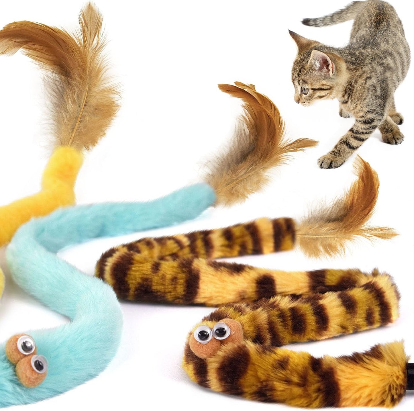 Kattenverenspeelgoed - kattenteaser toverstaf en kat regenboogstaf.